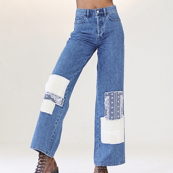 PacSun Denim - Pacsun Eco Bandana Patch High Waisted Baggy Jeans
